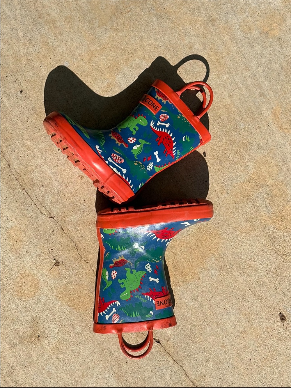 Kids Dinosaur Rain Boots - Red & Blue